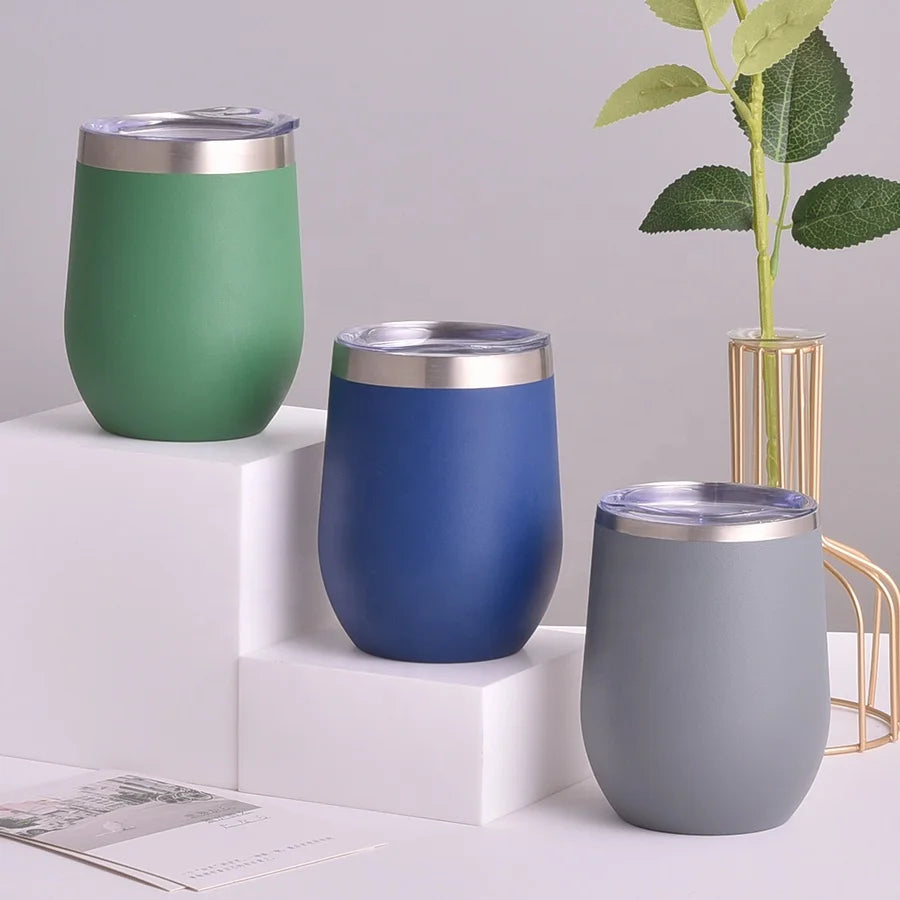 Double Wall Colorful Vacuum Insulated Coffee Cup Stainless Steel 12oz 360ml Tumbler With Lid and Straw