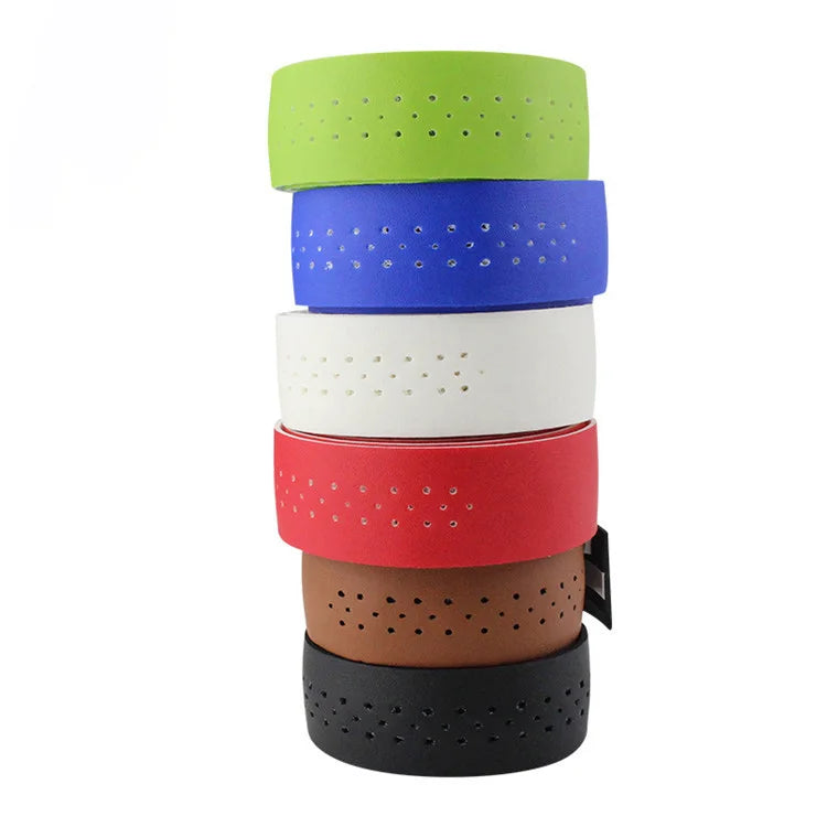 Pu Leather Perforated Breathable Bicycle Handlebar Grip Tape Cycling Anti-Slip Shock-absorbing Sweat-absorbing Bicycle Bar Tape