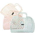 Personalized Retro Vintage Foldable Plastic Pvc Jelly Basket Tote Bag Beach Bag Handbag Purse for Girls Women Party Favor Bags
