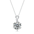 Classic 925 Sterling Silver Round Brilliant 1ct 6.5mm Moissanite Diamond Pendant Necklace for Women Girls