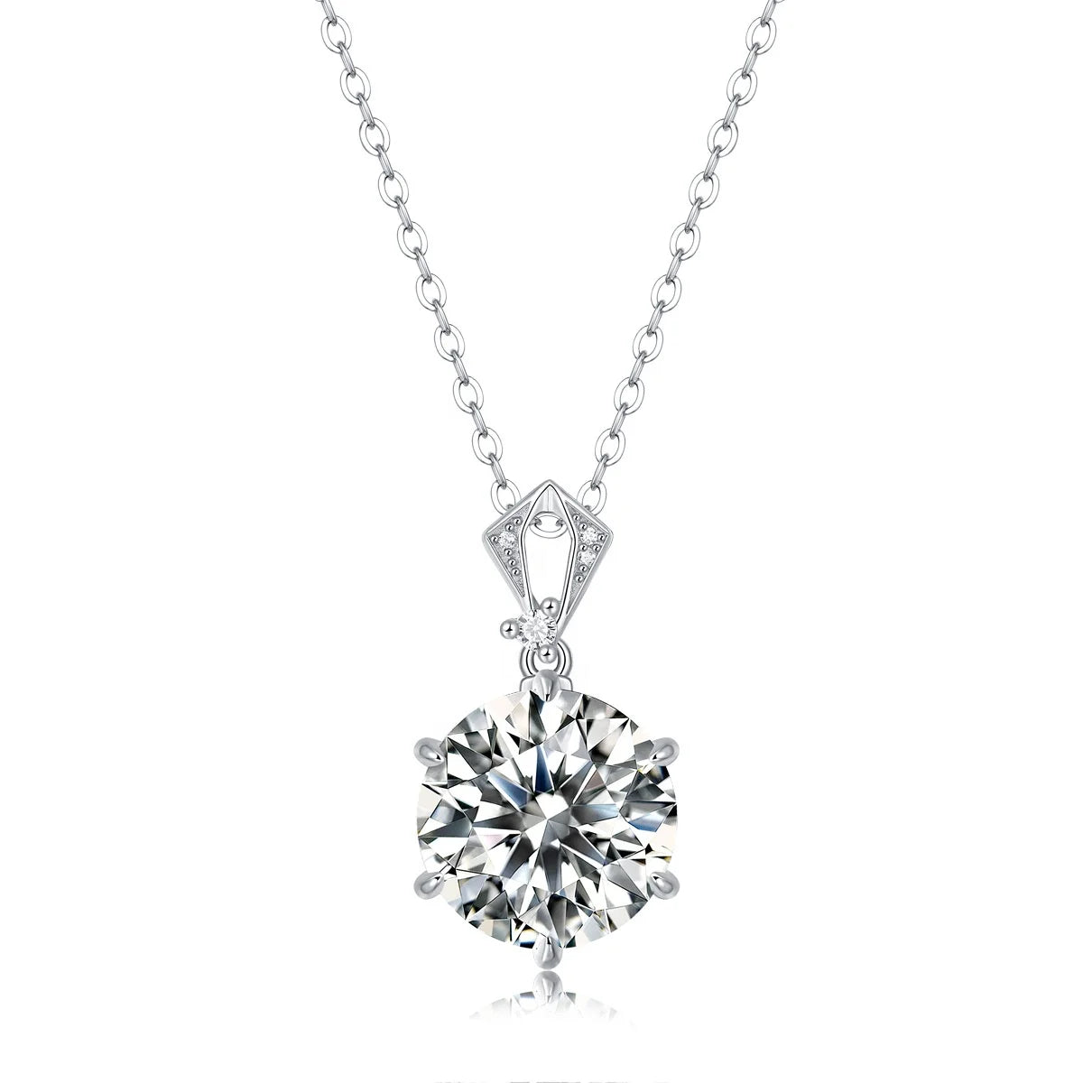 Classic 925 Sterling Silver Round Brilliant 1ct 6.5mm Moissanite Diamond Pendant Necklace for Women Girls
