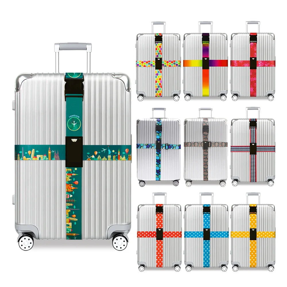 Factory Wholesale Adjustable Luggage Belt Strap Elastic Travel Suitcase Belt Strap Sublimation Webbing Luggage Strap Belt