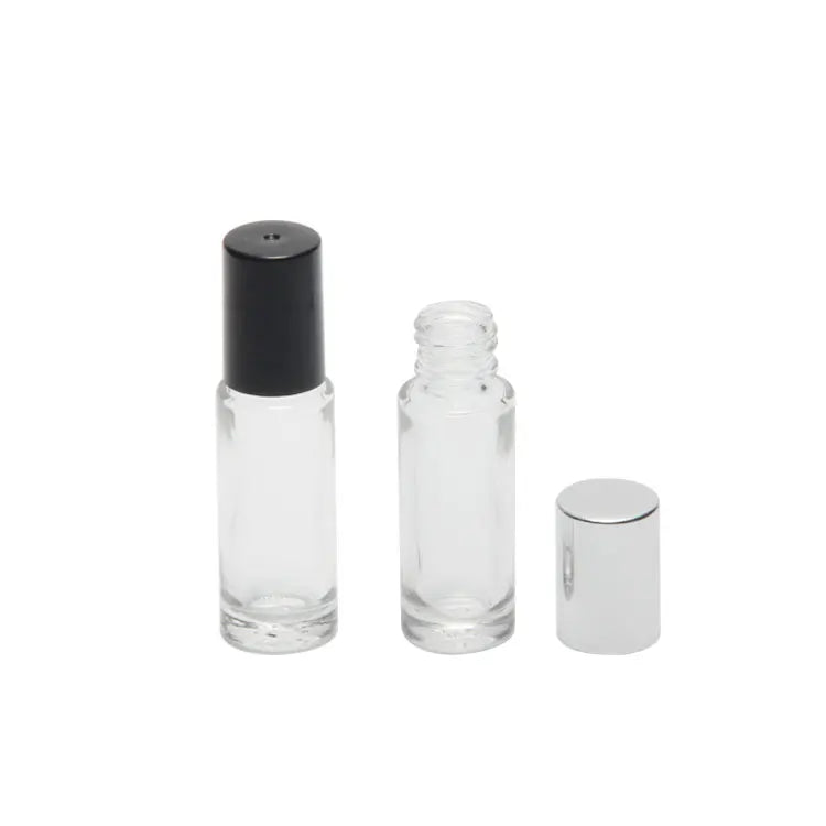 Wholesale Portable Mini 4ml 5ml Refillable Empty Clear Frosted Glass Perfume Oil Roller Bottle with Stainless Steel Roll on