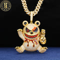 Hip Hop Jewelry Wholesale Mens Brass Iced Out Zircon Diamond 3d Enamel Wizard Killer Bear Pendant With Skull Head