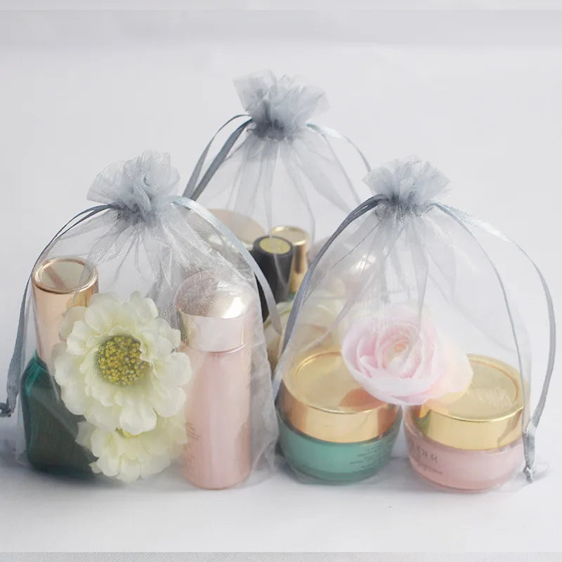 Fashion Organza Bag Jewelry Drawstring Ribbon Pouches Party Cosmetics Candy Gift Bags