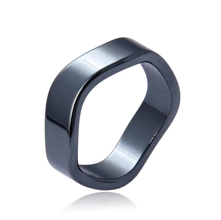 Wholesale Factory Price 6mm Width Natural Original Magnetic Hematite Stone Rings Size 5 Healing Power Health for Men or Women