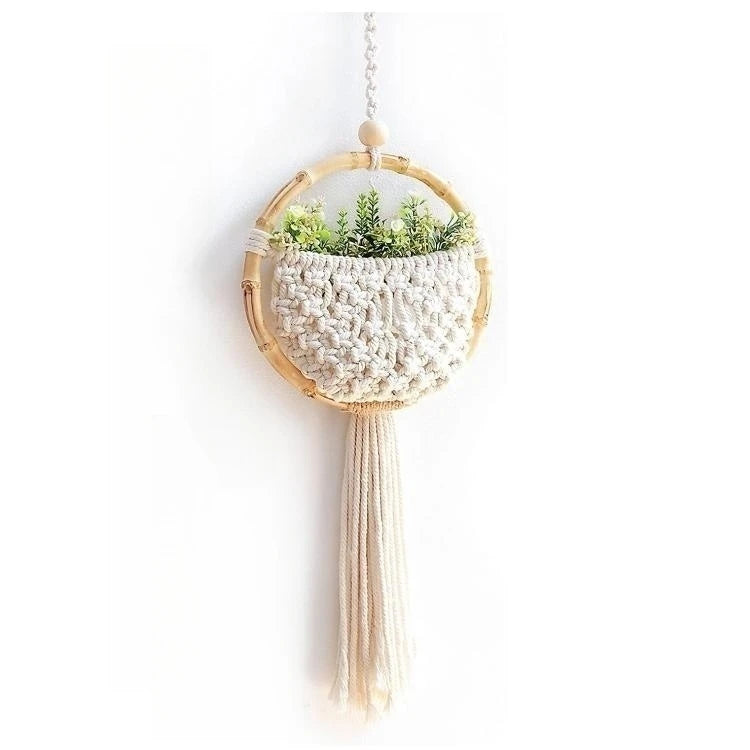 Cotton Macrame Bohemian Wall Decor with Bamboo Ring 100% Handmade Decorative