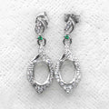 Sterling Silver 5*7mm Semi Mount Stud Eardrops Empty Frame Support Blank Setting S925 Base Without Center Stone DIY for Inlay
