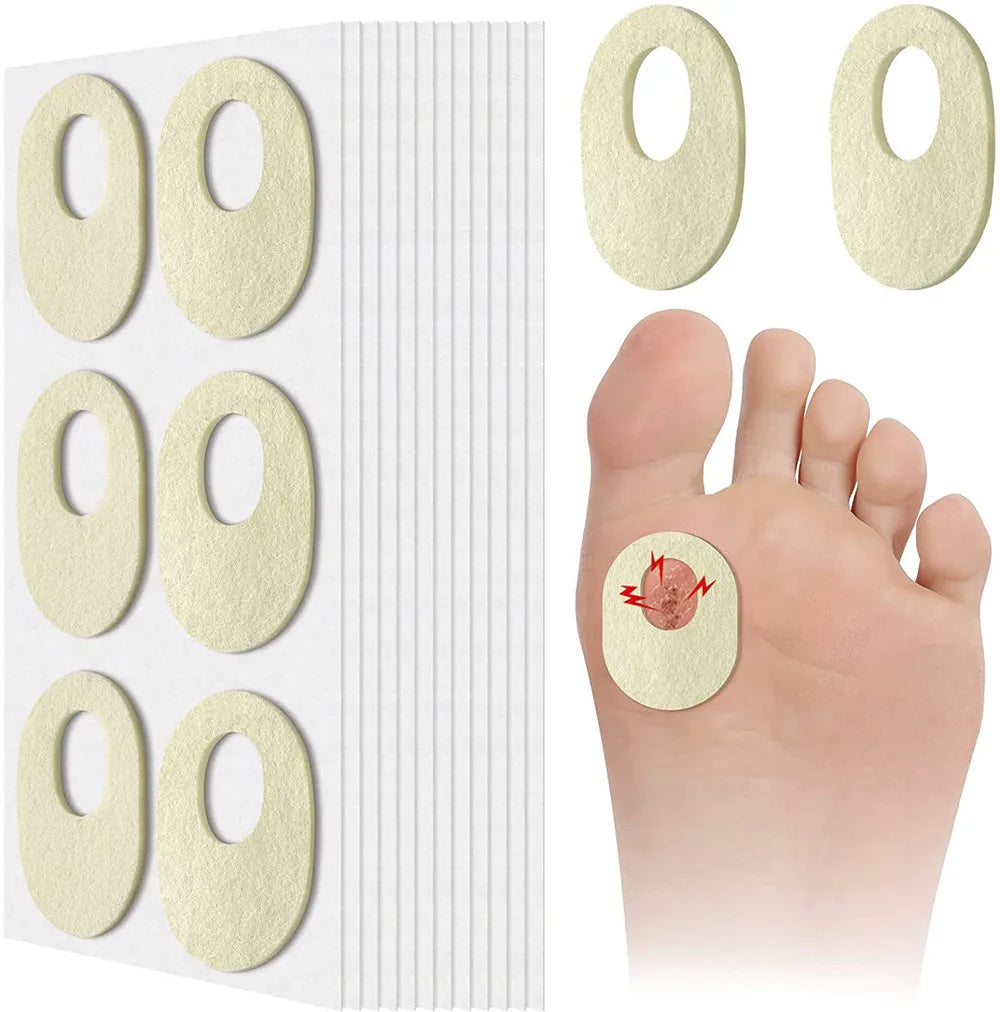 Felt Callus Corn Cushions Pad Oval Shaped Adhesive Callous Pads for Foot Soft Breathable Foot Pads for Calluses