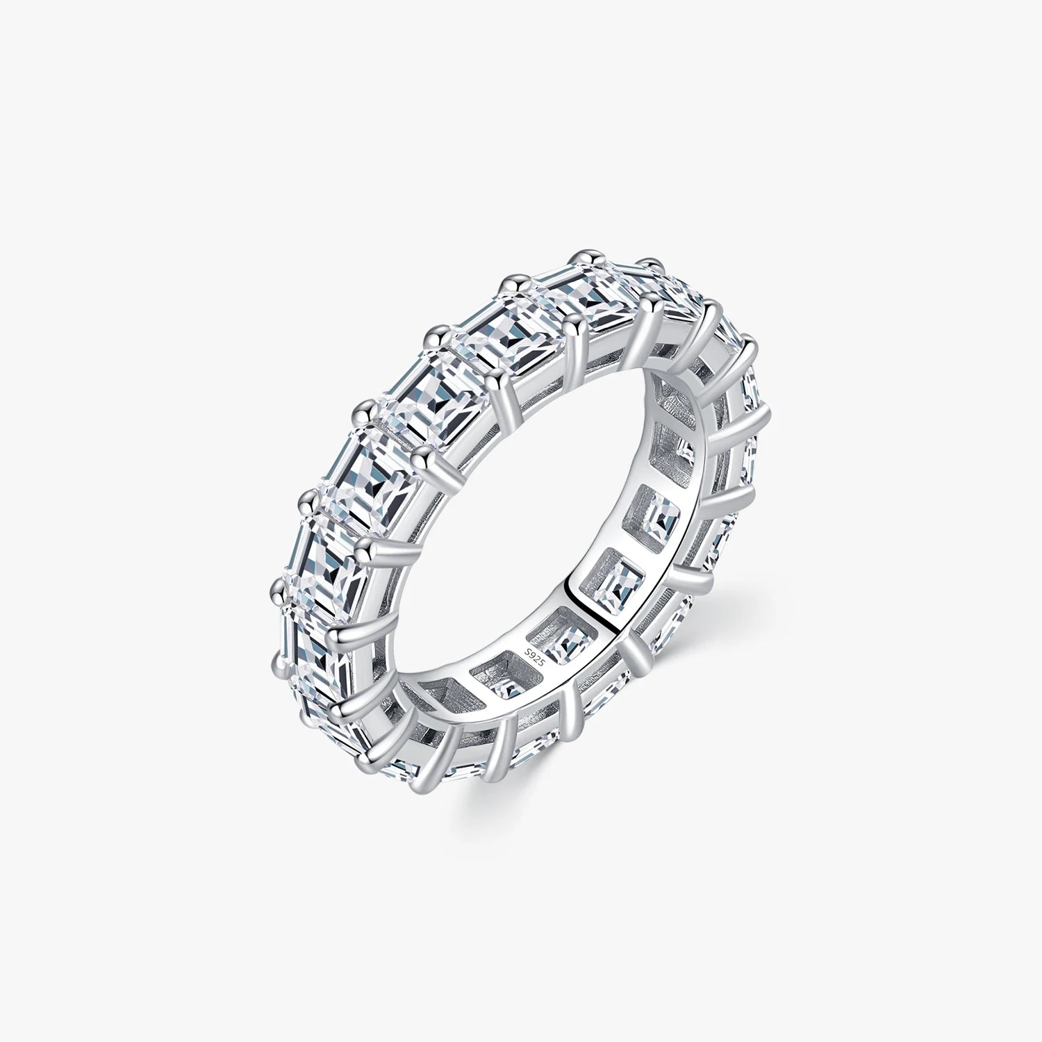 Luxury Emerald Cut Square Sparkling Zirconia Wedding Ring Anniversary 925 Sterling Silver Fine Jewelry for Women