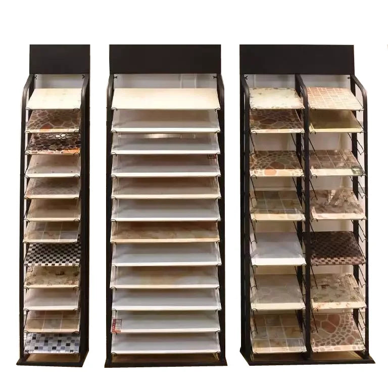 Custom Mosaic Granite Sample Display Stand Exhibition Hall Marble Stone Ceramic Tiles Metal Display Rack