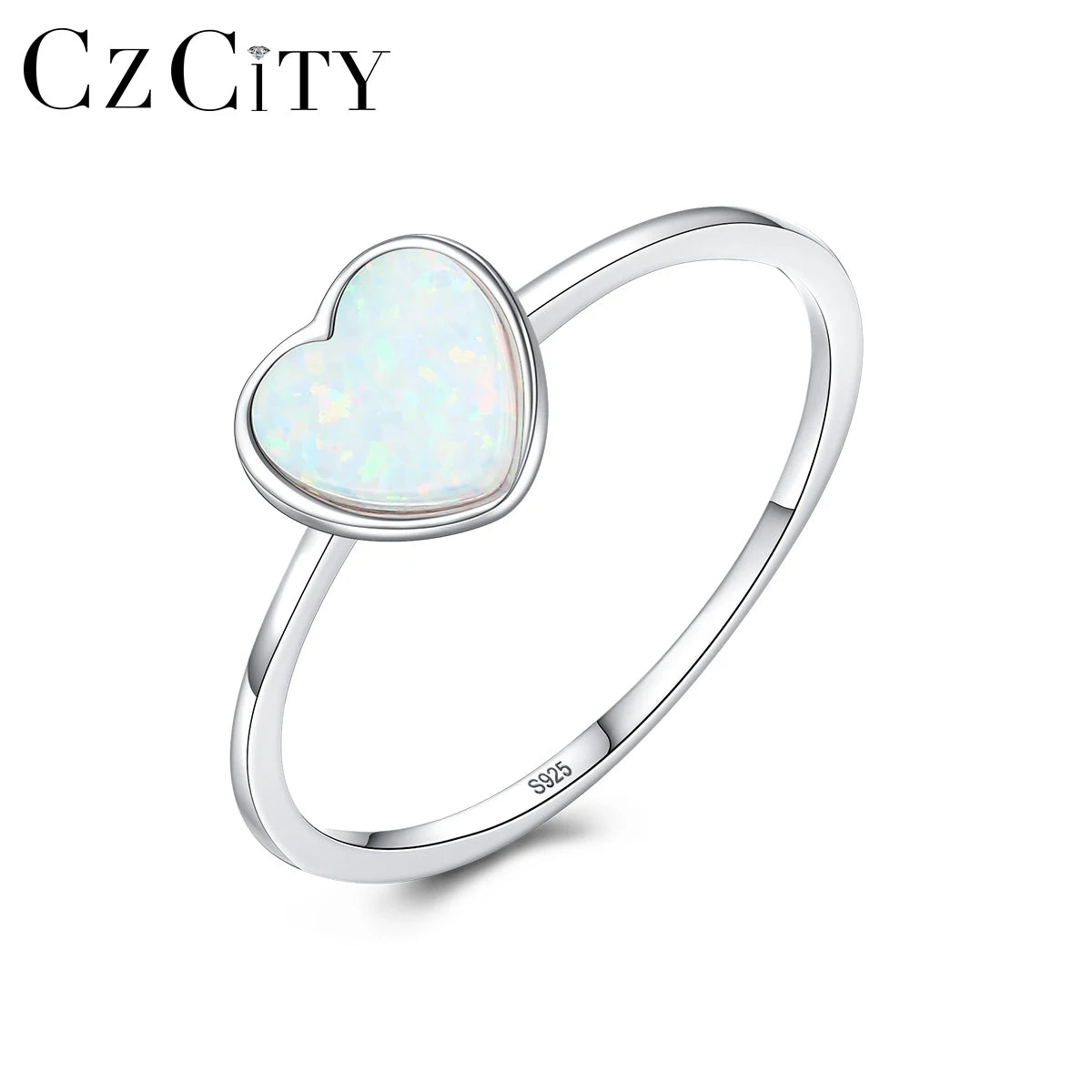 CZCITY Heart Opa Ring 925 Sterling Silver Ring for Female Yiwu Factory Wholesale Women Trendy Fine Jewelry Silver Ring