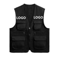 Men's Custom Reflective Safety Vest Hi Vis Workwear Mesh Clothes Zipper Multi-Pockets Fluorescent V-Neck Construction Breathable