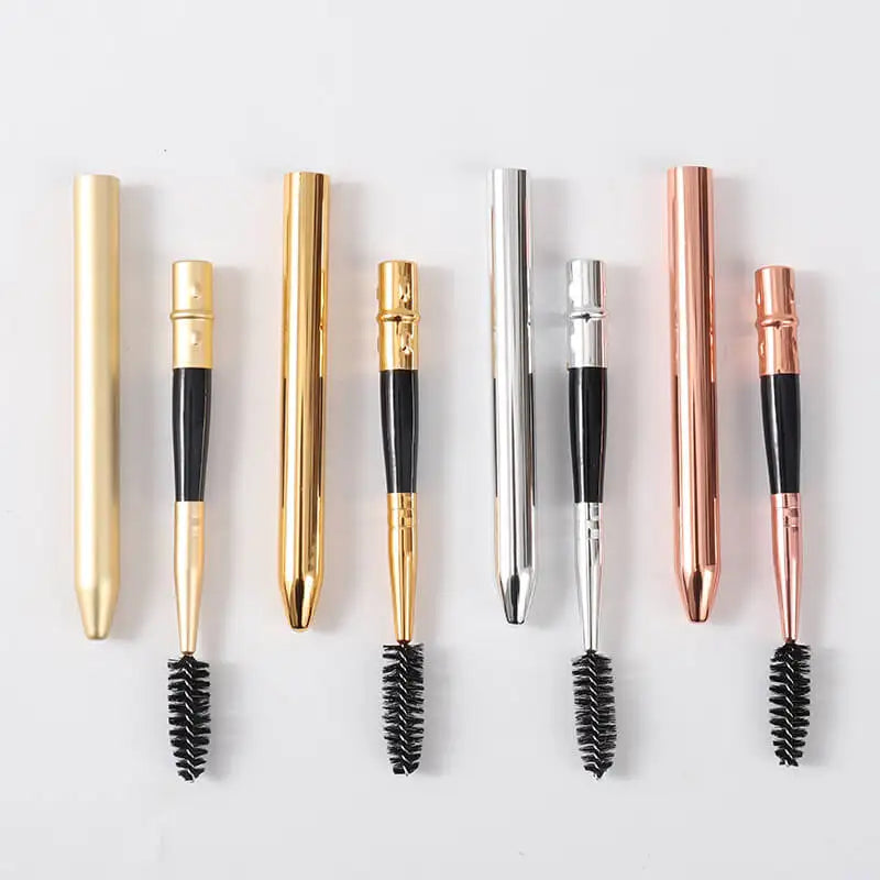 Eyelash Washing Mascara Brush White or Black Spoolie With Metal Cover Solid Flexible Multipurpose Rose Gold Mascara Wand