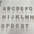 Factory Direct Hot Selling Appliqued Resin Iron-On Shiny Rhinestone Alphabet Letters Patch for Bags/Shoes/Clothes/Hats