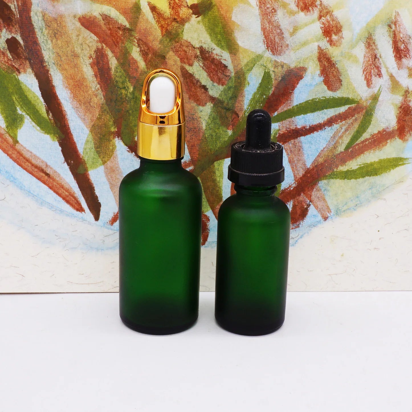 Frosted Green 1oz 30ml Glass Bottle with Dropper