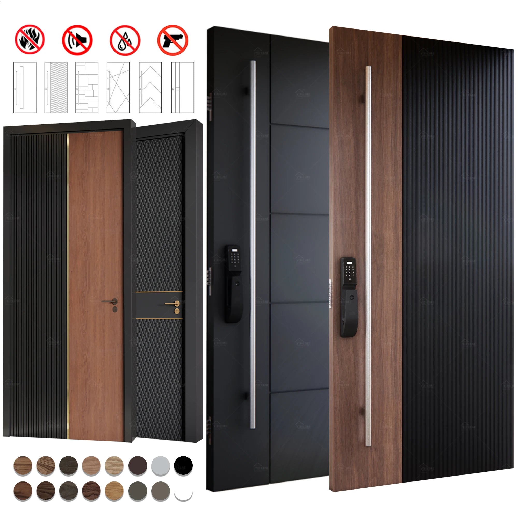 China Yohome Custom Custom Residential Front Entry Doors External Doors for House Main Entrance Aluminum Pivot Exterior Door