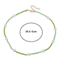 Handmade Green Glass Seed Rice Beads Necklace Cheap Choker Bead Abs Heart Pear Charm Necklaces Jewelry Women