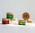 Skincare Frosted Amber Green Empty 50ml 50g 30ml 15ml  Bamboo Lid Cream Cosmetic Glass Jar for Skin Care Balm