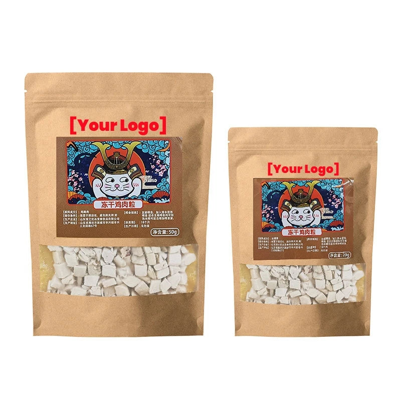 Natural Healthy Freeze-Dried Chicken Cubes 20g/Bag 50g/Bag Factory Wholesale Pet Cat Dog Treats Snacks