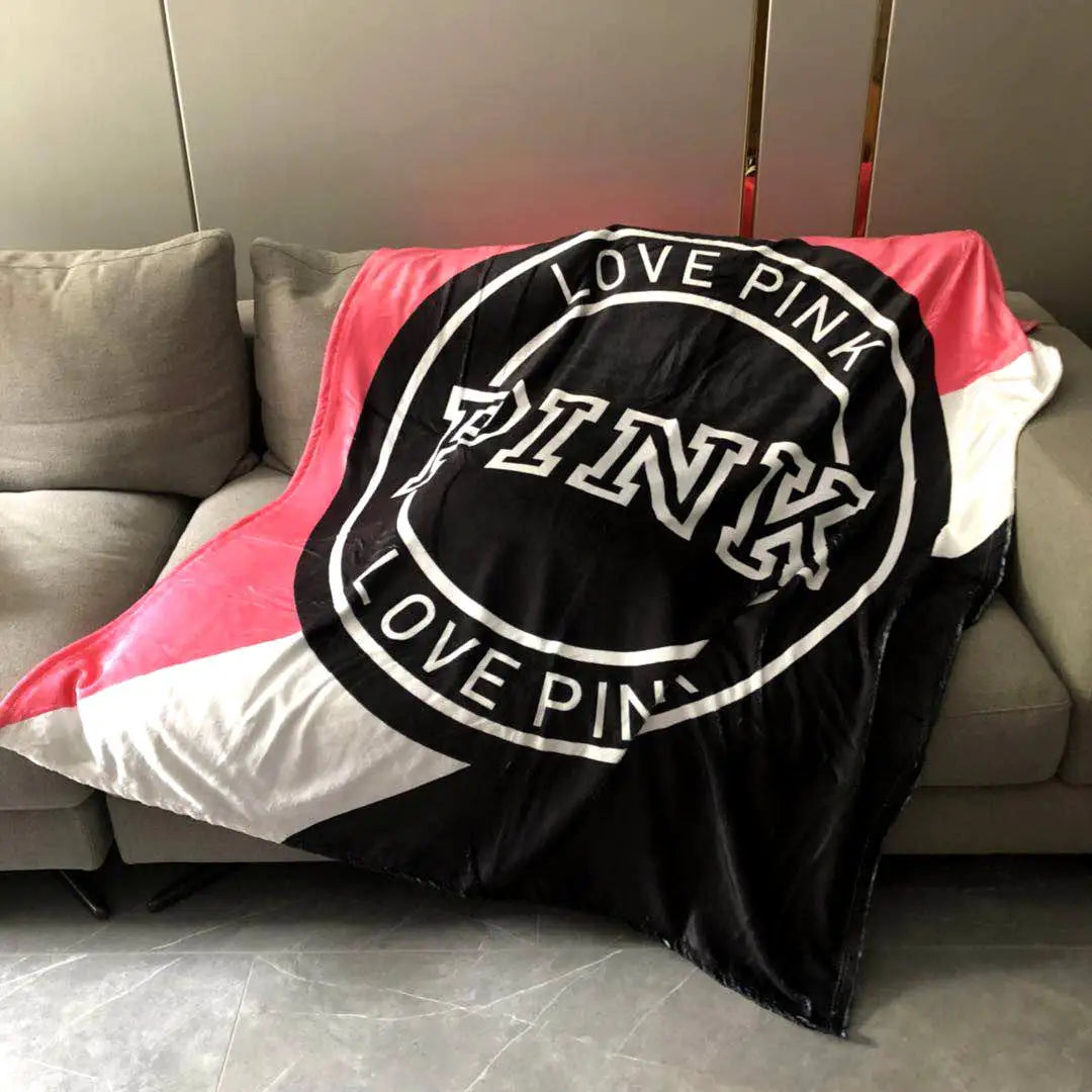 Moq 10 Soft Flannel Fleece Love Pink Luxury Designer Logo Name Sublimated Print Custom Blanket