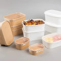 Wholesale Paper Bowl Disposable Square Salad Kraft Paper Bowl  Thickened 24 Oz Kraft  Paper Bowl For Camping Fruit Bento Salad