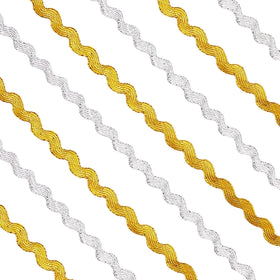 Gold Silver RIC Rac Wavy Bending Ribbon Rick Rack Webbing Edge Fringe Trim Zig Zag for Sewing Flower Making Wedding Party La