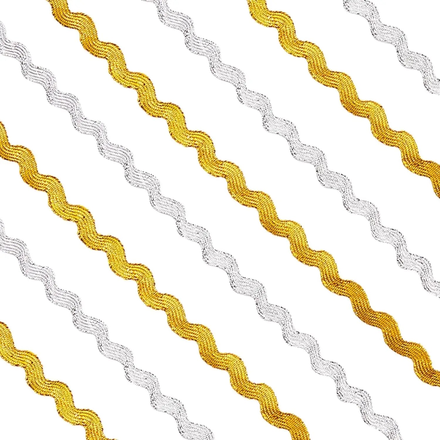 Gold Silver RIC Rac Wavy Bending Ribbon Rick Rack Webbing Edge Fringe Trim Zig Zag for Sewing Flower Making Wedding Party La