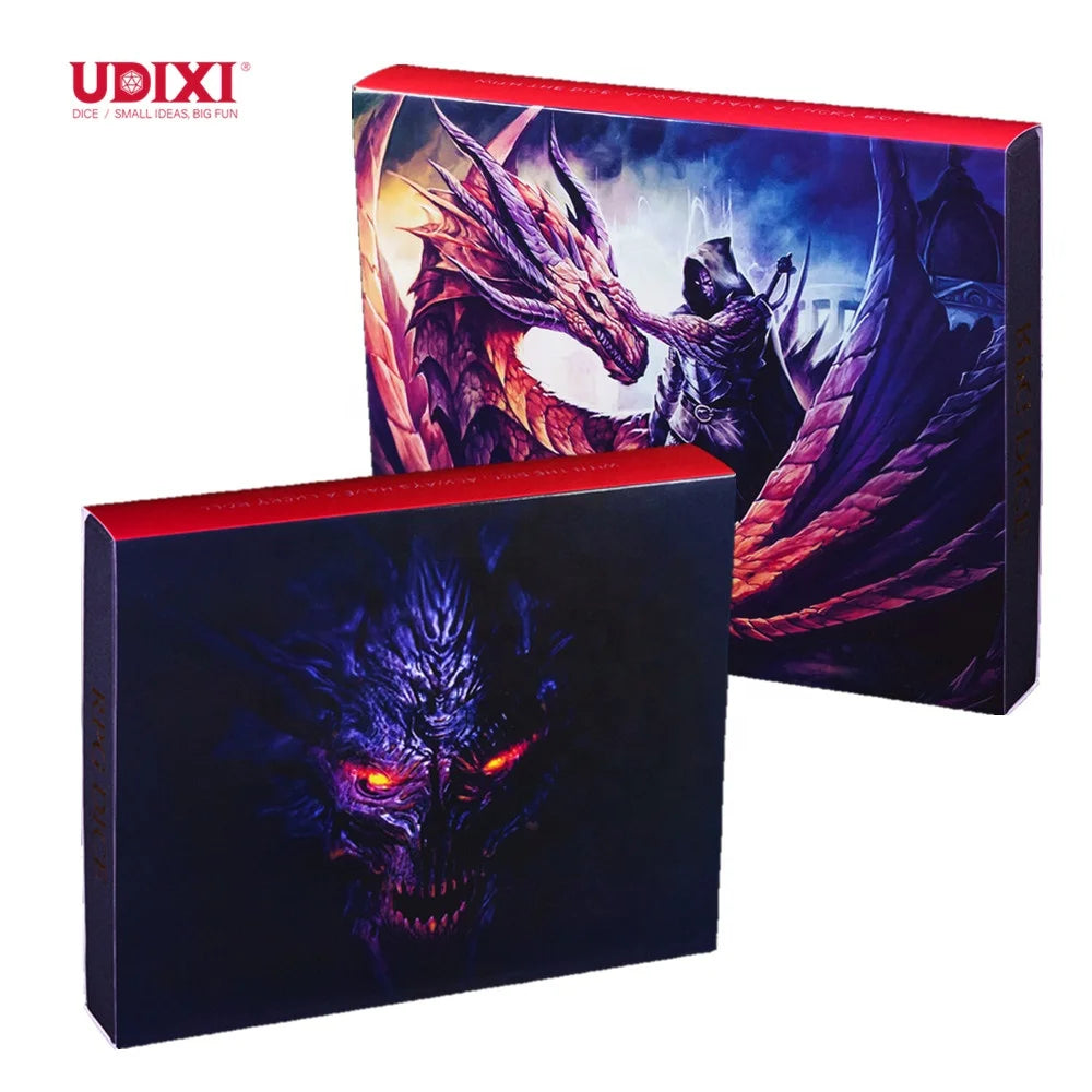 Udixi RPG Custom logo Dungeons and Dragons Cardboard Dice Box Case Packaging