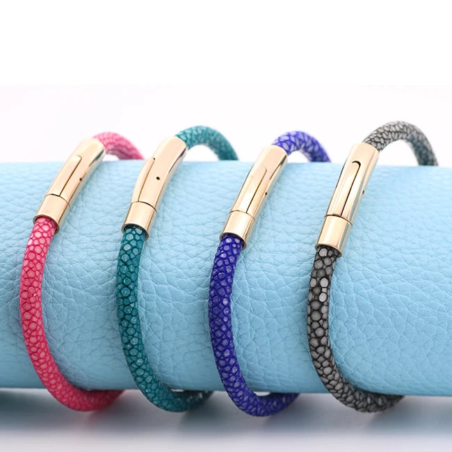 BMZ 2024 New 6mm stingray Skat Leather Bracelet Unisex
