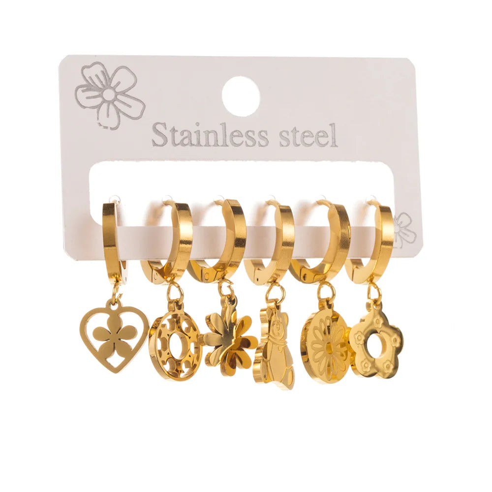 2026 New Arrival Stainless Steel Earrings Set Ladies Studs Earrings Combos Set for Girls Trending Luxury Jewelry Earrings Set