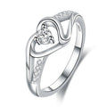 S925 Sterling Silver Romantic Trendy Infinity Wave Heart Shape CZ Rhodium Plated Promise Engagement Ring for Women