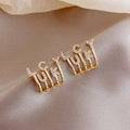 Simple Fashion Lucky Letter Ear Row Female Niche Design Earrings Four-claw Personality Earrings