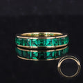 Starsgem Lab Emerald Princess Cut 18K Yellow Gold Wedding Band
