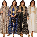 AB416 Middle Eastern Dubai Muslim 2 Piece Set Abaya Women Muslim Dress Embroidered Cardigan + Inner Dress Set Islamic Clothing
