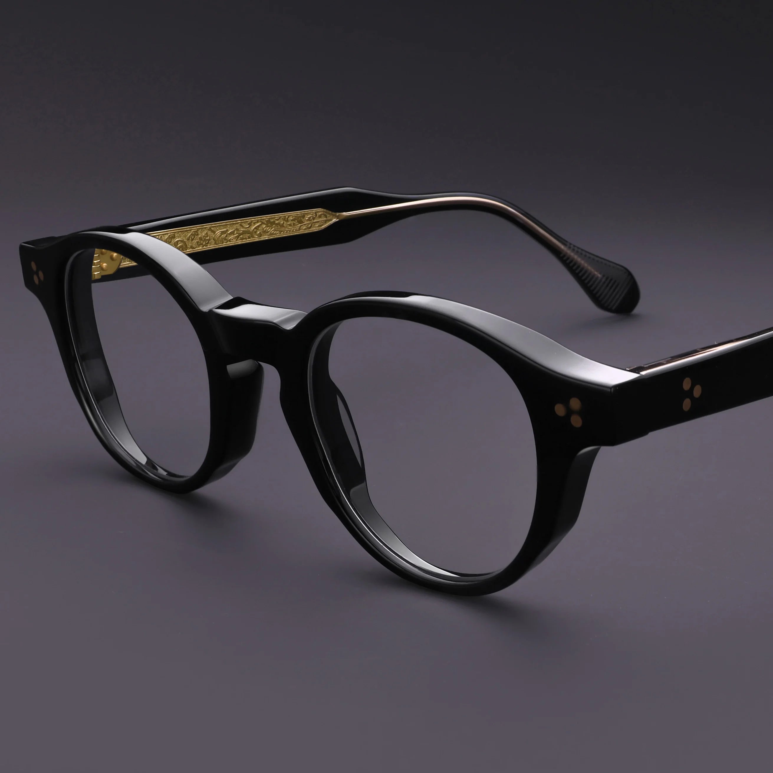 Trendy Vintage Retro Rivet Acetate Optical Frame Designer Glasses Thickness Acetate Eyewear with Different Colors Unisex