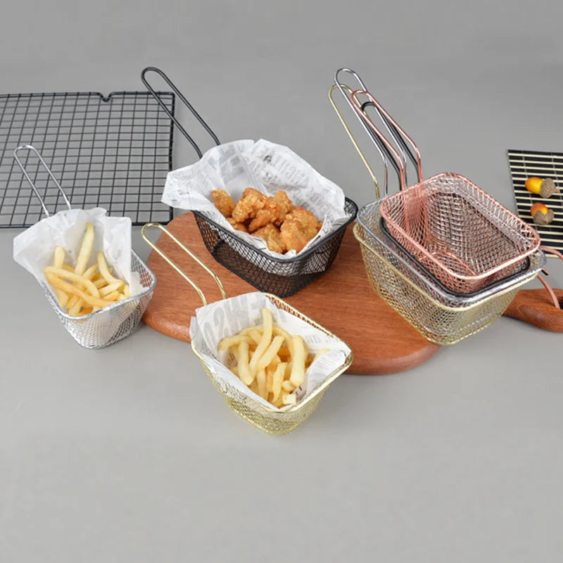 Hot Sale Eco-Friendly Kitchen Gadgets Summer 304 Stainless Steel French Fries Serving Colander & Strainer Frying Basket