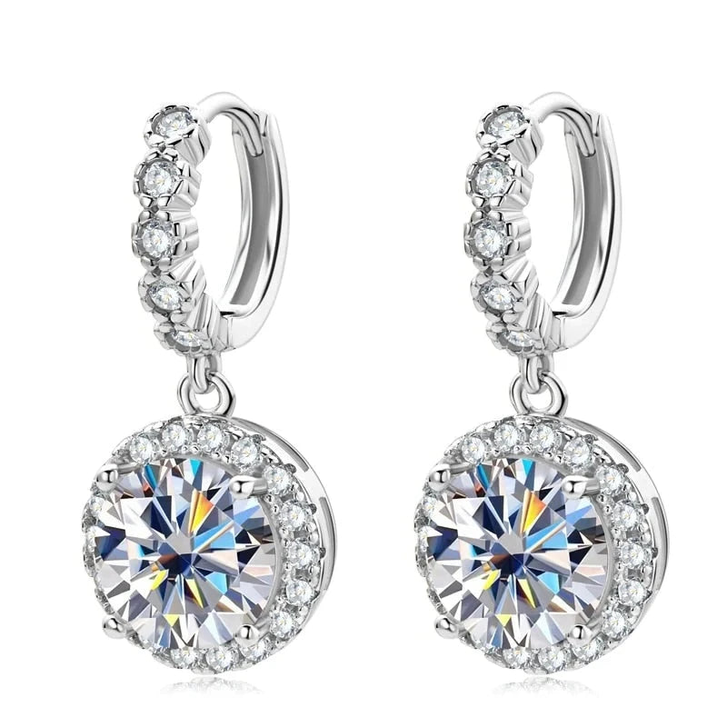CAOSHI Factory Dainty Round Sparkling Imitated Diamond Dangle Earring for Luxury Bride Wedding Silver Plated Drop Earrings Women