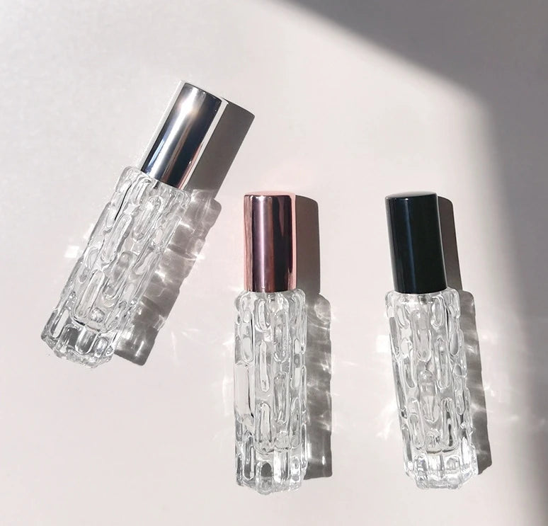 Empty 10ml Perfume Refillable Glass Spray Bottles Fine Mist Spray Bottle with Pink Golden Black Cap