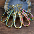 MC255 Wholesale Gold Plated Stainless Steel Chain Colorful Natural Stone Bracelets Semi-precious Stones Bead Bracelet  for Women