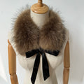New Fashion Real Raccoon Fur Collar With Silk Ribbon Winter Fur Scarf for Kids and Women Silver Fox Fur Collar