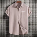 Clothing Manufacturer 2026 Summer Men's Short Sleeve Button Lapel Loose Cotton Linen Shirt Casual Business Shirt