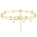 Layered Infinity Charm Trendy Women Girls Party Gold Plated Stainless Steel Tiny Pearl Ankle Bracelet Jewelry Wholesale
