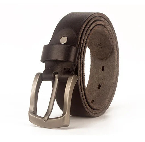 38mm Washed Vintage Handmade Top Grain Cow Leather Belt Men's Classic Jean Belt