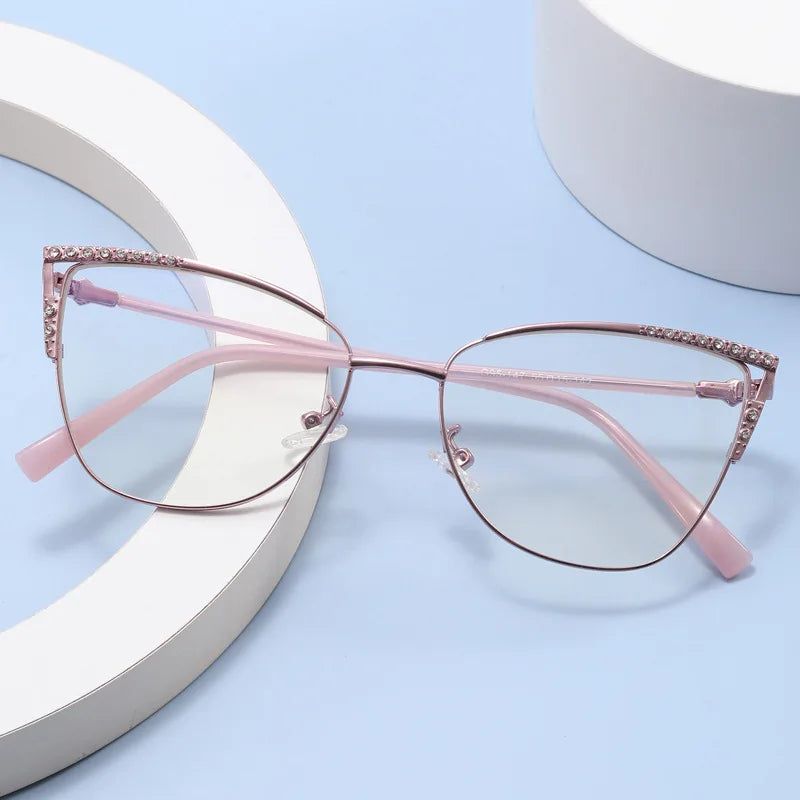 147 Shiny Anti Blue Light Glasses Computer Metal Girls Designer Optical Wholesale Eyewear Frame Spectacle Eyeglasses Frame