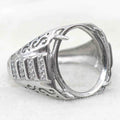 Sterling Silver 14*17mm Semi Mount Men's Ring Frame Empty Blank Claw Setting S925 Base Holder Without Center Stone for DIY Inlay