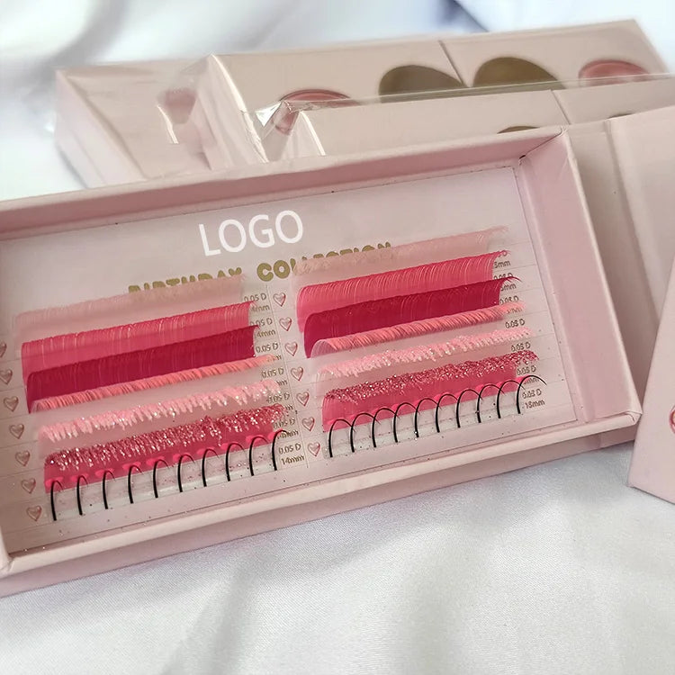 Oem Private Label Colored Lashes Extension Silk Mixbox Colorful Individual Eyelash Extension for Christmas Makeup