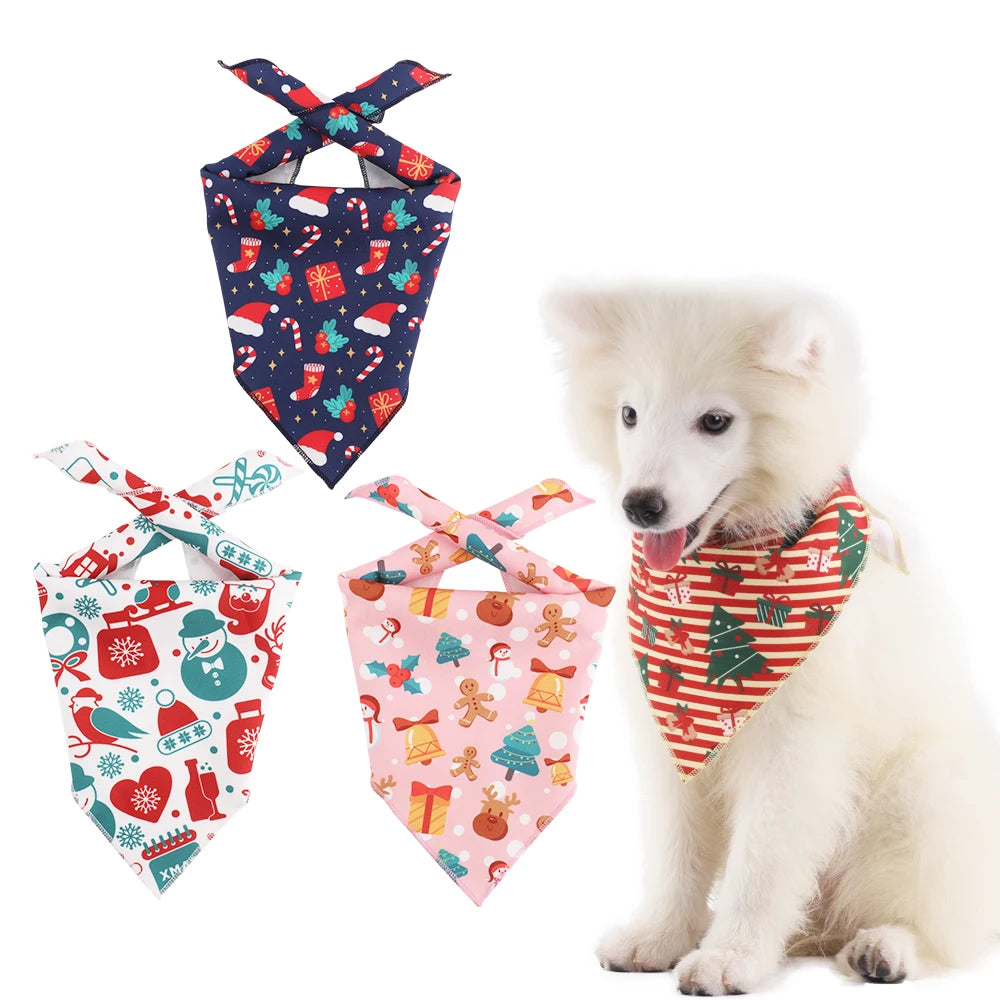 Luxurious Personalized Christmas Printed Pet Triangle Scarf New Year's Dog and Cat Drool Towel Pet Accessories
