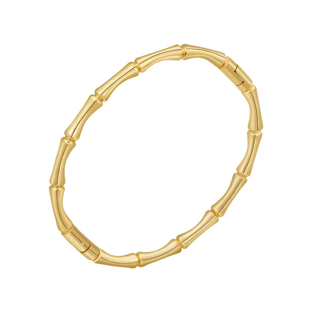 Latest 18K Gold Plated Stainless Steel Jewelry Bamboo Shaped Buckle Bangles for Women Gift Accessories Bracelet B232360
