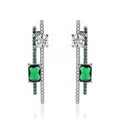 Original design 925 sterling silver fine emerald diamond stud earrings